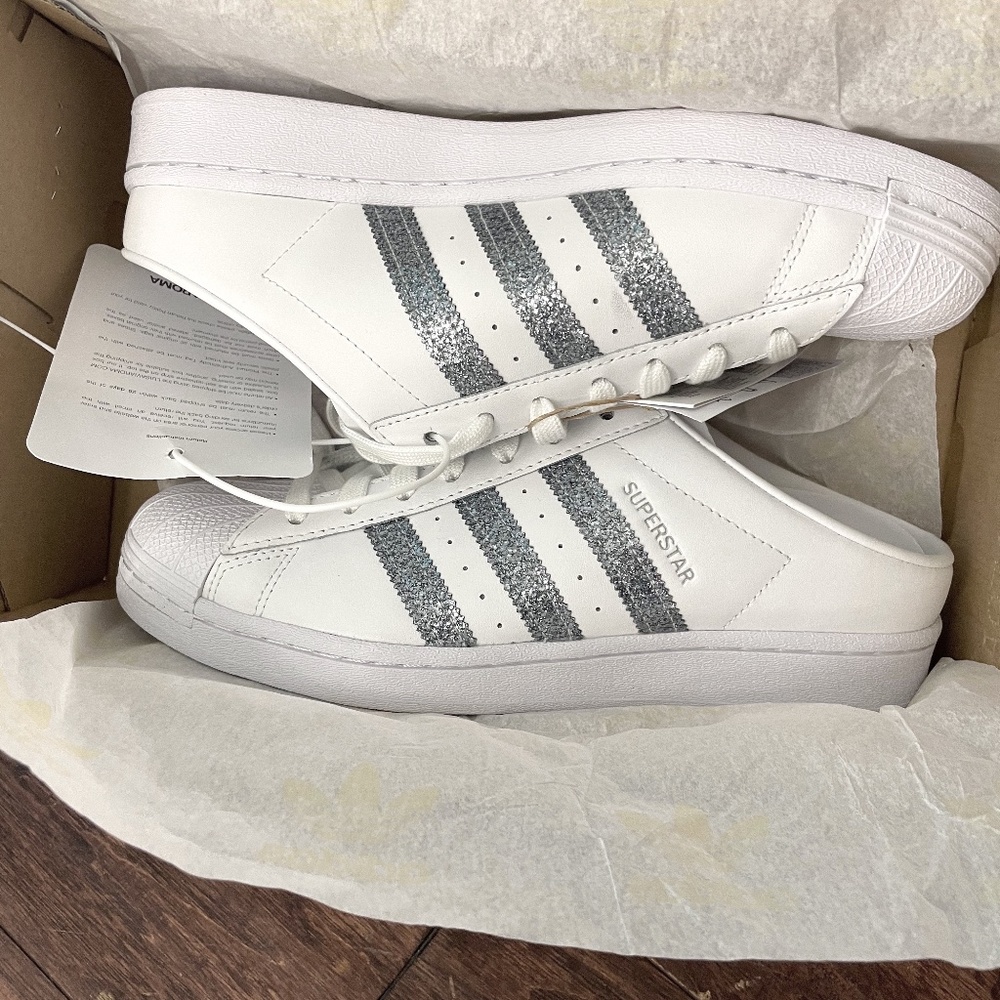 Adidas Originals SUPERSTAR LEATHER MULES W/ SEQUIN